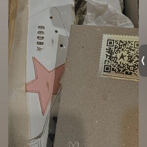 Golden Goose White Sneakers with Pink Star